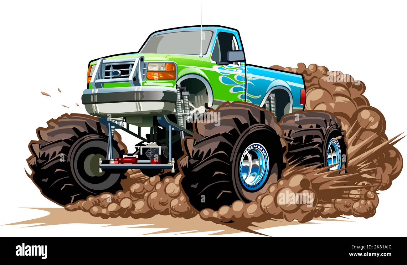 Cartoon Monster Truck. Available EPS-10 separated by groups and layers with transparency effects for one-click repaint Stock Vector