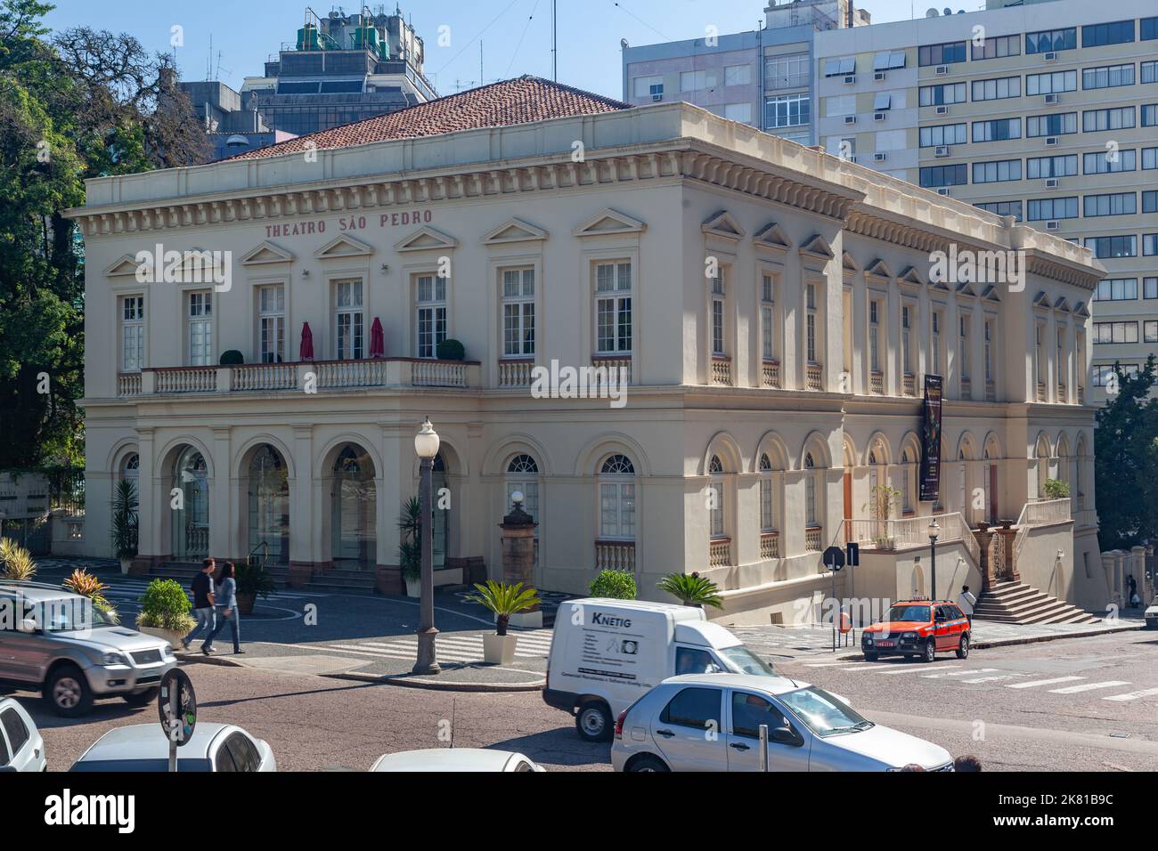 The Sao Pedro Theater historical building with in downtown Porto Alegre, Rio Grande do Sul, Brazil Stock Photo