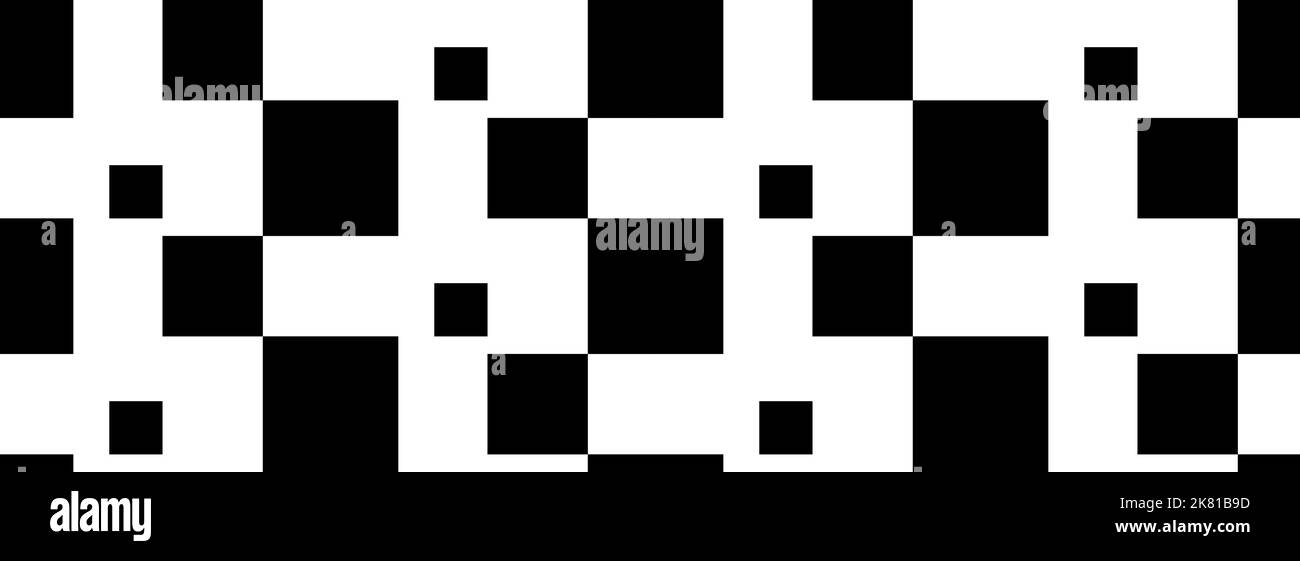 abstract seamless vector pattern made of black and wehite rectangles, distorted checkerboard style Stock Vector