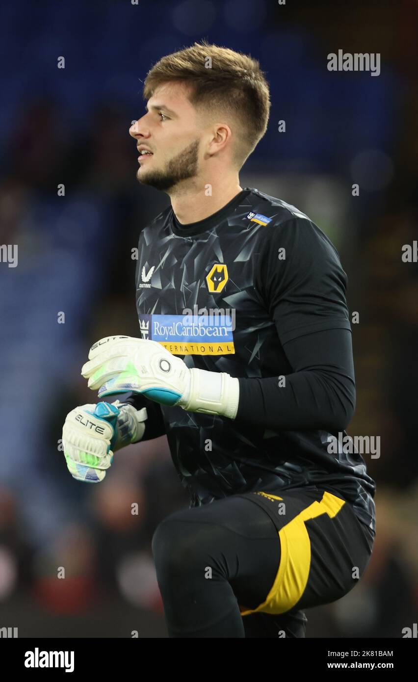 London ENGLAND - October 18: Wolverhampton Wanderers' Matija Sarkic during the pre-match warm-up  during English Premier League soccer match between C Stock Photo