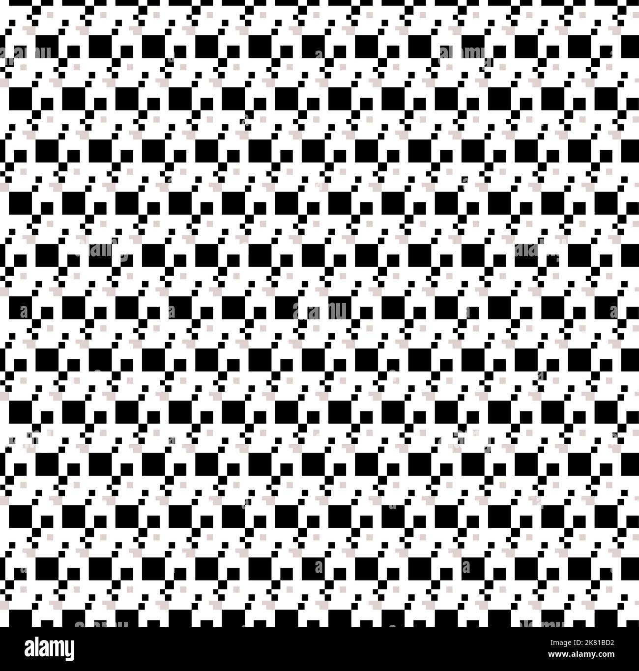 abstract seamless vector pattern made of black and wehite rectangles, distorted checkerboard style Stock Vector