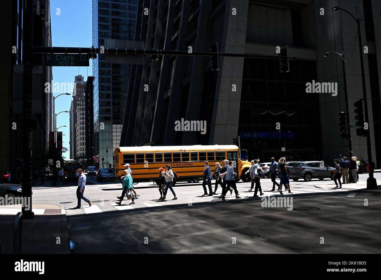 Licht und Schatten; Chicago, Illinois, Vereinigte Staaten von Amerika Stock Photo