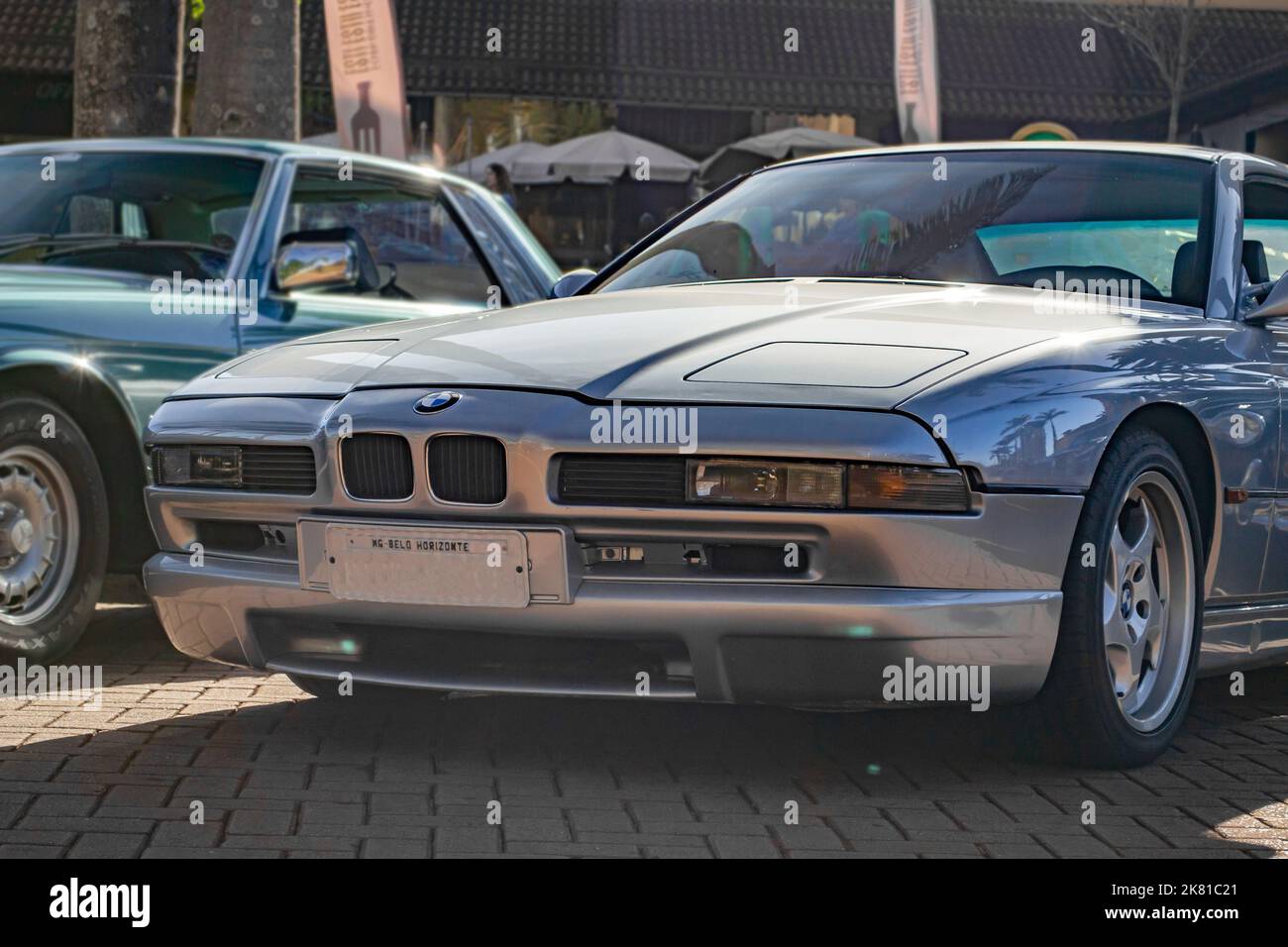 A beautiful shot of a silver BMW 8 Series Stock Photo