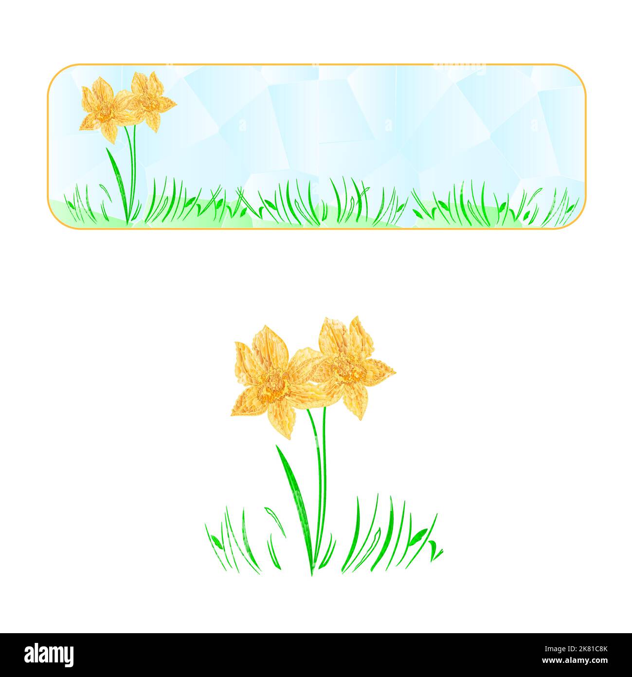 Banner Easter daffodil polygons vector illustration Stock Vector Image