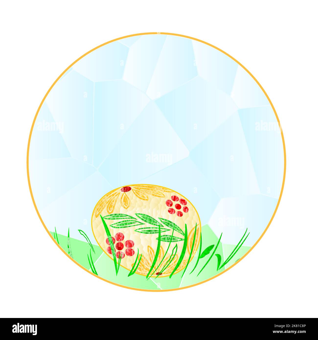 Banner the circular Easter eggs polygons vector illustration Stock Vector