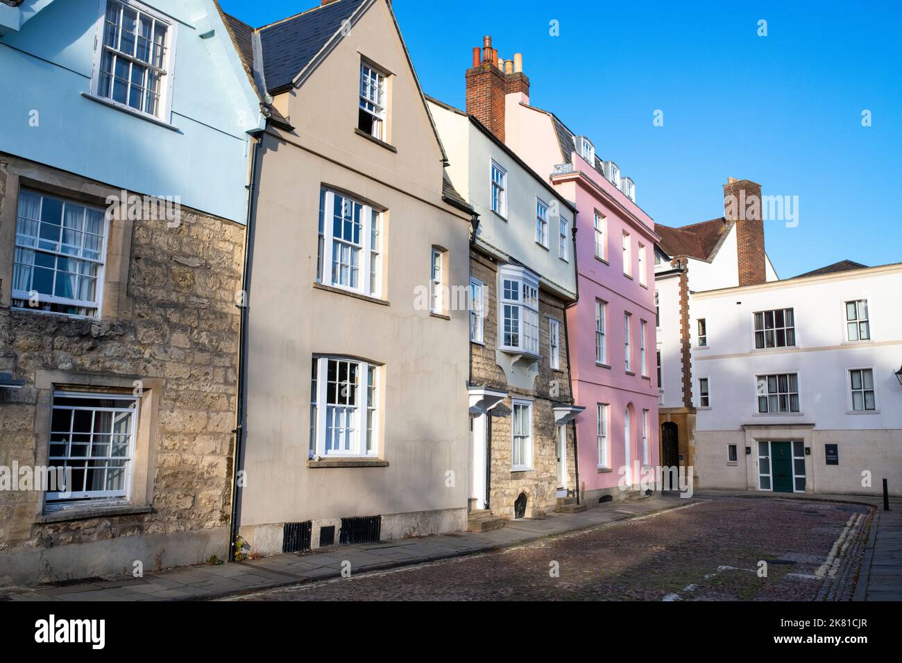 Houses along Merton Street. Oxford, Oxfordshire, England Stock Photo