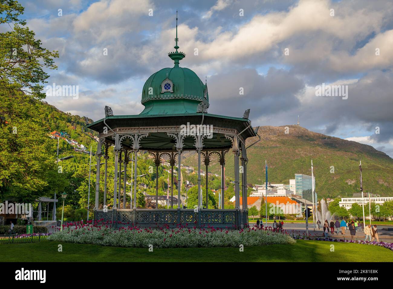 The Byparken gazebo at the park in Bergen, Norway Stock Photo