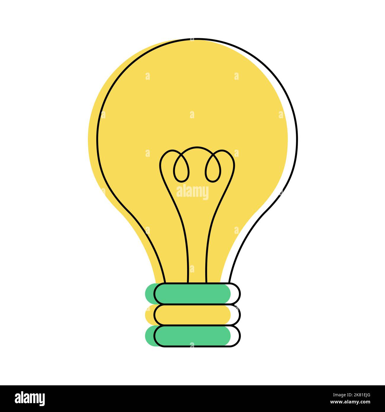 Flat line light bulb icon isolated on white background. Energy and idea ...
