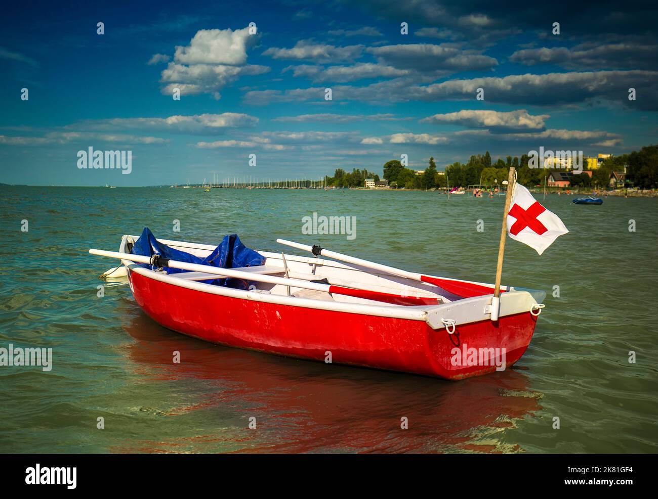 Medical rescue boat float on Lake Balaton, Hungary Stock Photo - Alamy