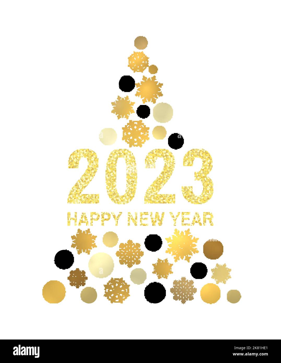 Happy New Year 2023 gold glittering greeting card Stock Vector Image ...