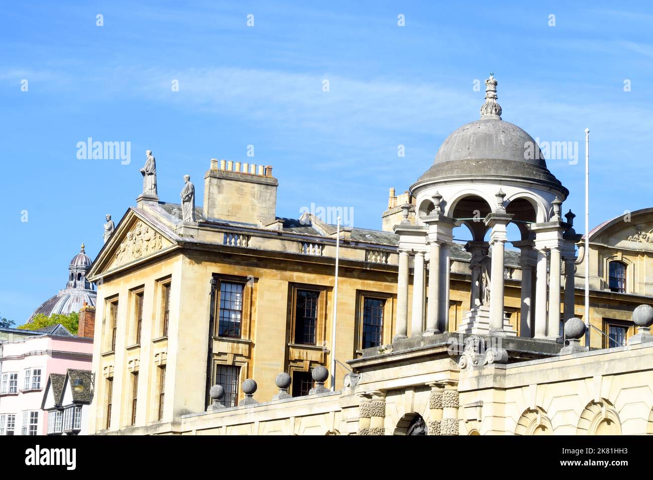 Part of roof detail of Queen's College, The High, Oxford Stock Photo