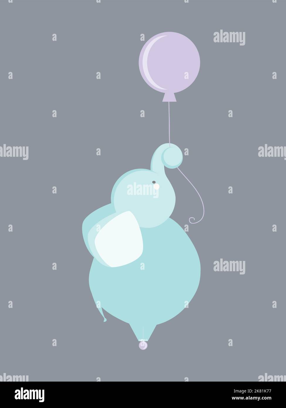 Elephant with a balloon in pastel colors Stock Vector