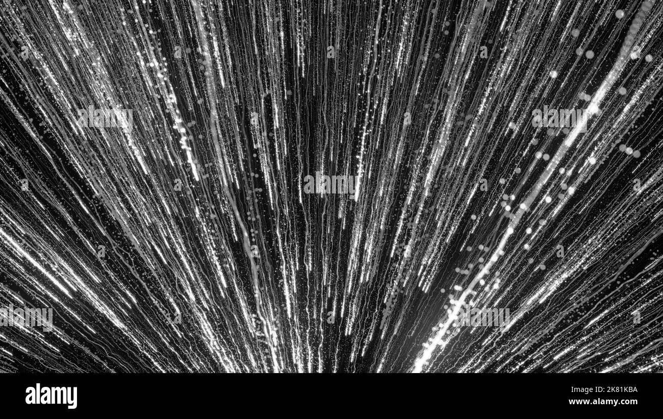 Bright Particles 3D rendering of bright particles fill the space with jets of energy and ...