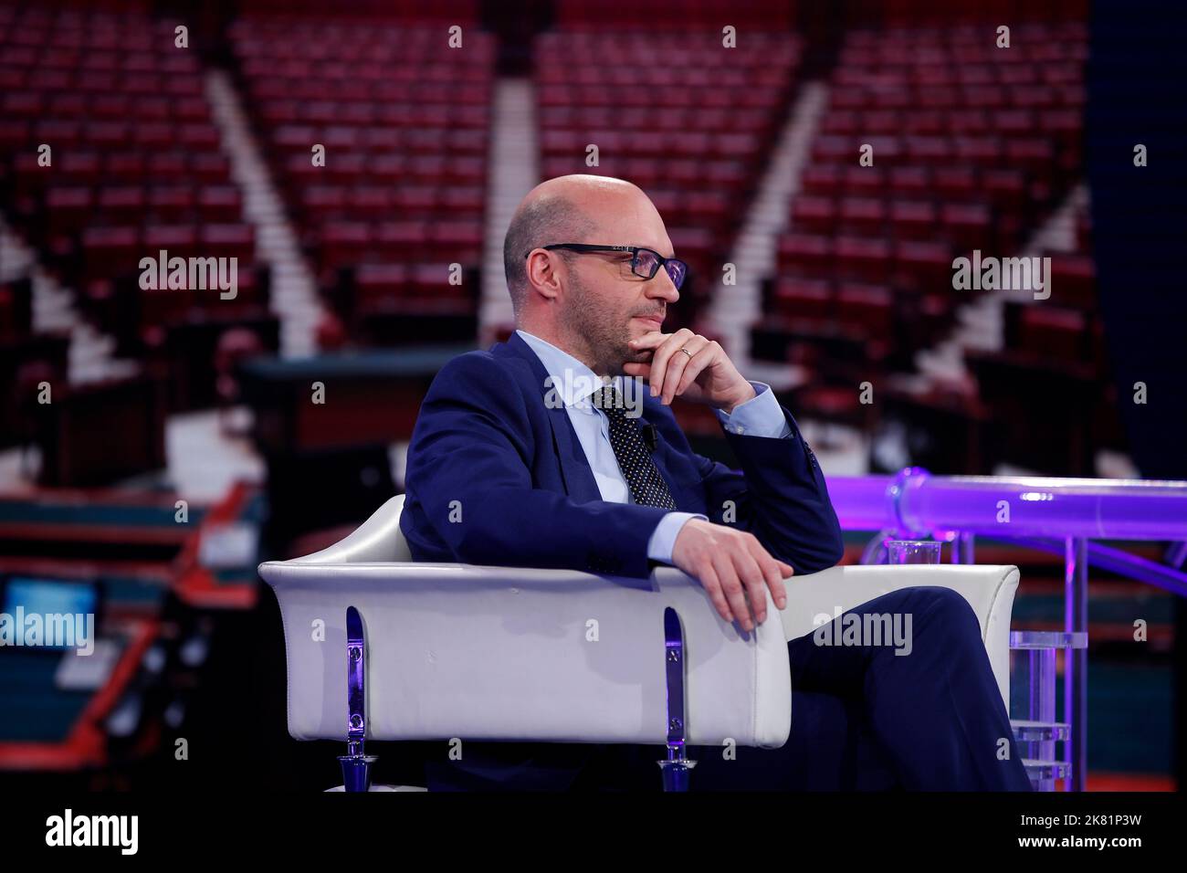 Italian politician Lorenzo Fontana guest of the television program