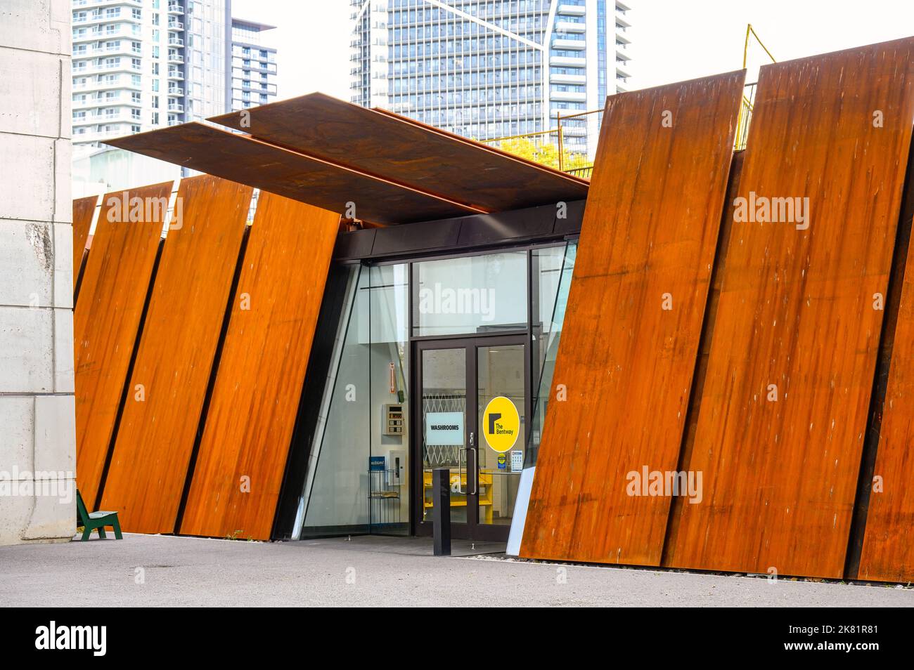 Exterior architectural style and feature of the Visitor's Centre. Fort York is a National Historic Site of Canada. Stock Photo