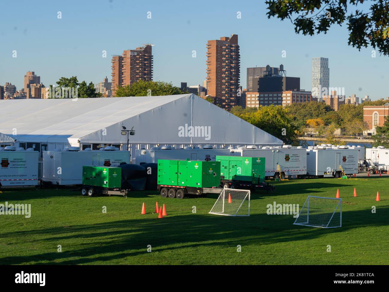 The migrant tent shelter in Randall's Island in New York City, NY on