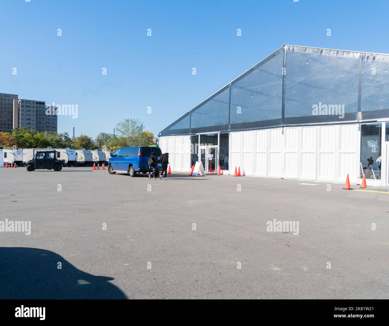The migrant tent shelter in Randall's Island in New York City, NY on