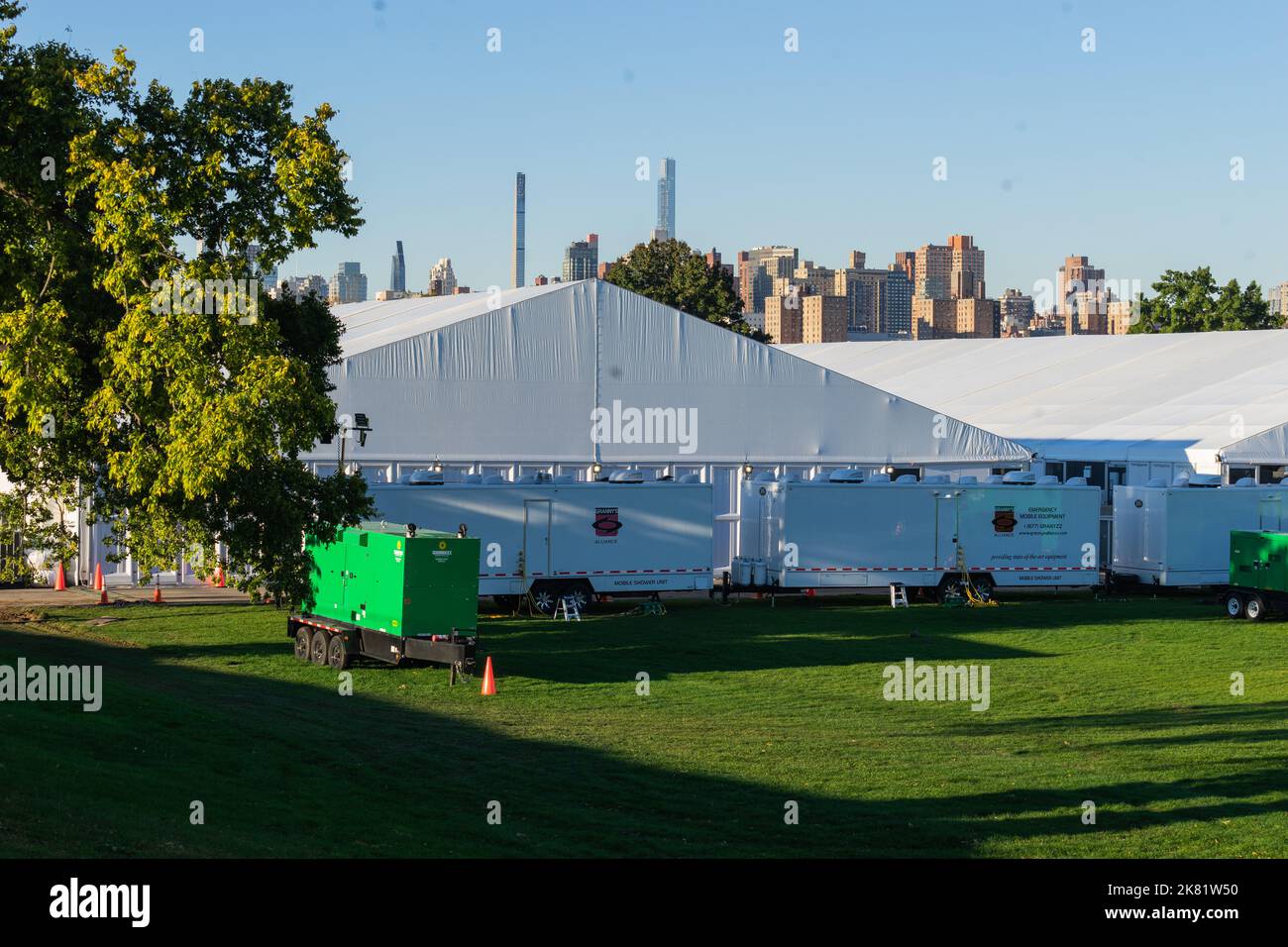 The migrant tent shelter in Randall's Island in New York City, NY on