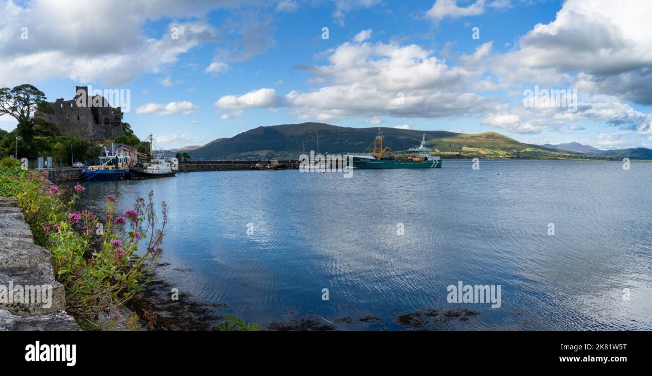 Carlingford, Ireland - 21 August, 2022: view of the harbor of and castle of Carlingford on the Cooley Peninsula Stock Photo
