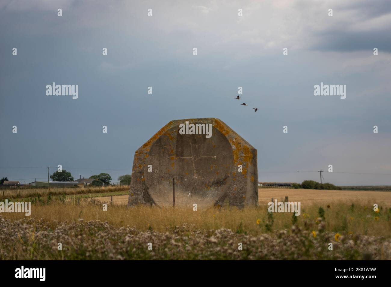 A concrete 'sound mirror' from the interwar years at Kilnsea on the East Yorkshire coast, UK Stock Photo