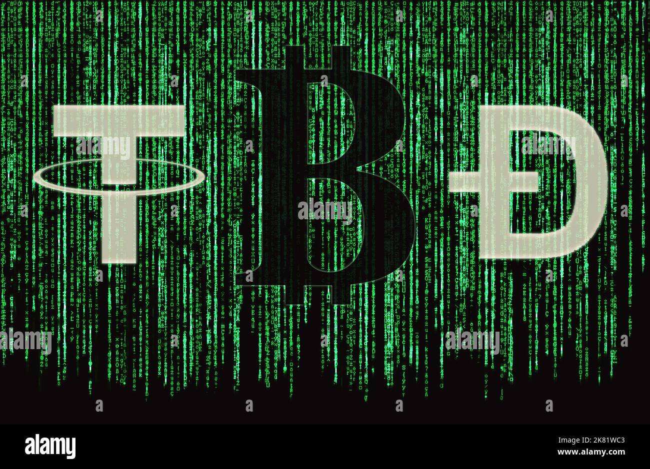 Bitcoin sign on matrix background hi-res stock photography and images -  Alamy