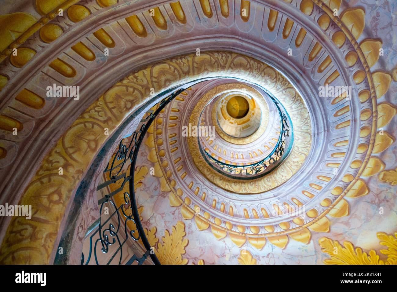 Melk, Auistria - 22 September, 2022: view of the multi-storey circular staircase leading from the library to the church in Melk Abbey Stock Photo
