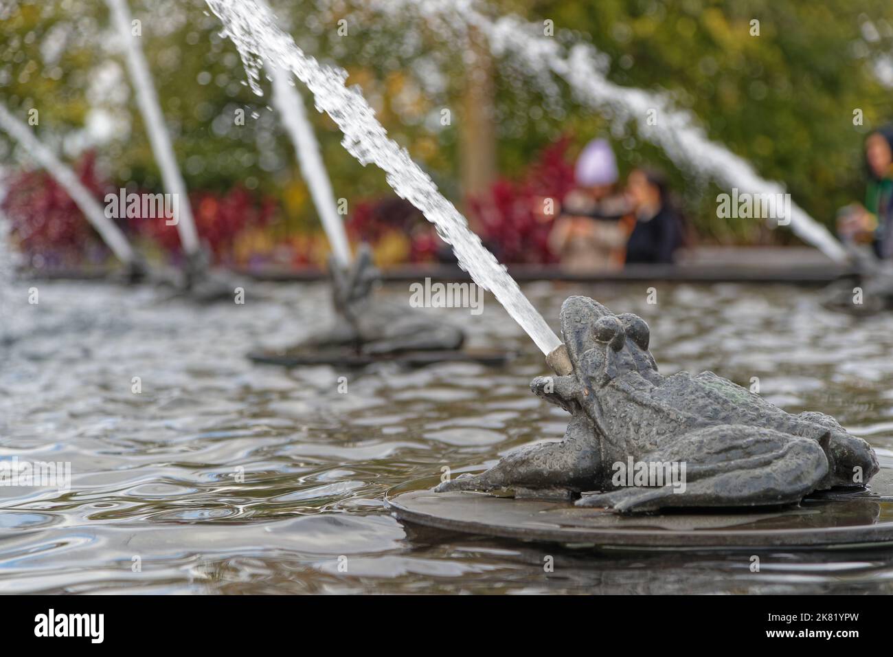 QUEBEC, CANADA, October 8, 2022 : Tourny Fountain or Bordeaux Fountain, near Parliament Building, was inaugurated to celebrate the 400th anniversary o Stock Photo