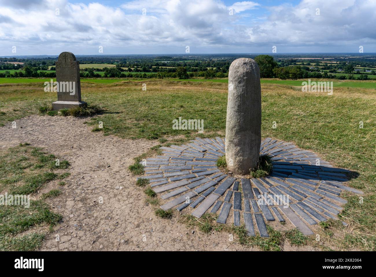A view of The Stone of Destiny on the Hill of tara in County Meath in Ireland Stock Photo