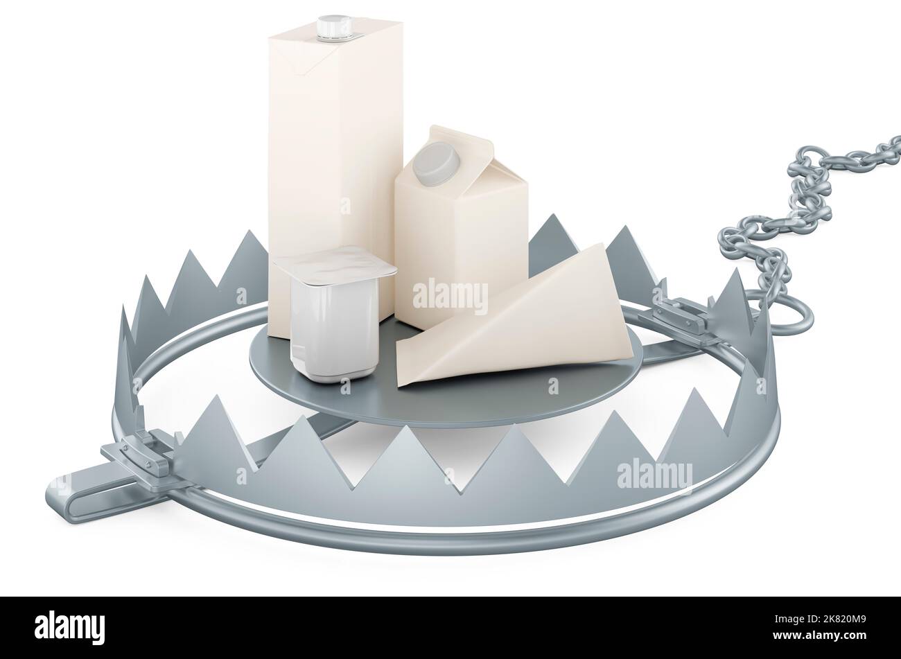 Bear trap with package products, 3D rendering isolated on white ...