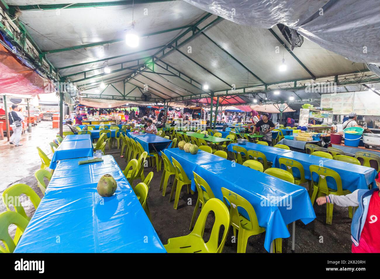 An open air, local food court in Kota Kinabalu, Sabah, Malaysia Stock Photo