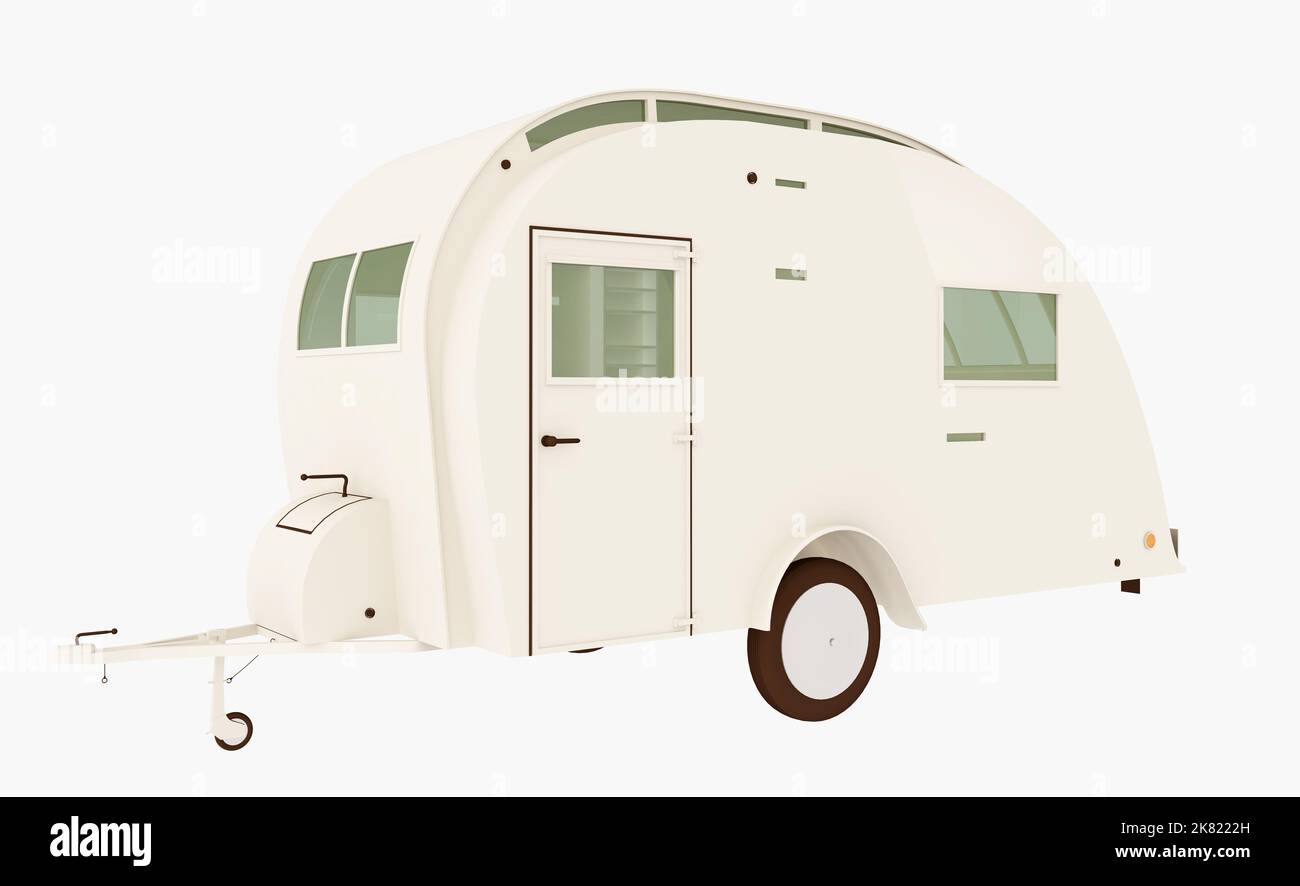 Vintage camper caravan isolated on white background Stock Photo