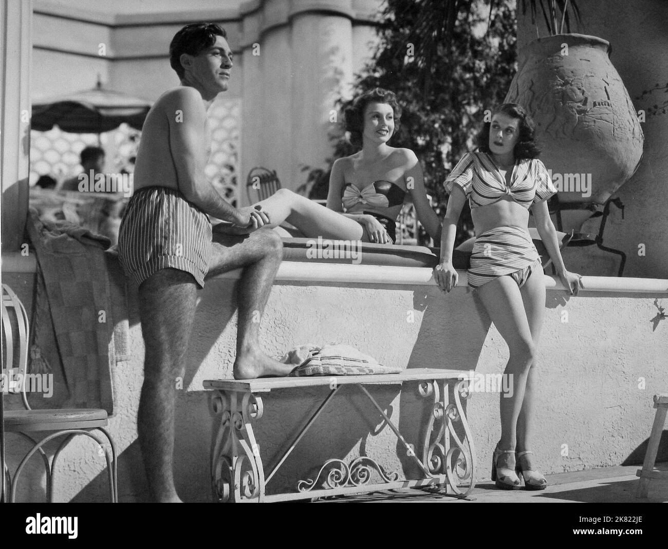 Dermot Walsh, Hazel Court & Patricia Plunkett Film: My Sister And I (1948) Characters: Graham Forbes,Helena Forsythe &  Director: Harold Huth 08 June 1948   **WARNING** This Photograph is for editorial use only and is the copyright of ASSOCIATED BRITISH and/or the Photographer assigned by the Film or Production Company and can only be reproduced by publications in conjunction with the promotion of the above Film. A Mandatory Credit To ASSOCIATED BRITISH is required. The Photographer should also be credited when known. No commercial use can be granted without written authority from the Film Com Stock Photo