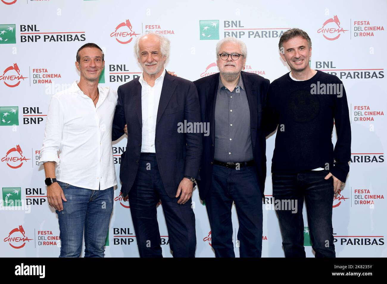 Rome, Italy. 20th Oct, 2022. Rome Cinema Fest 2022.Photocall film 'La stranezza'. In the photo: Salvo Ficarra, Toni Servillo, Roberto Andò and Valentino Picone Credit: Independent Photo Agency/Alamy Live News Stock Photo