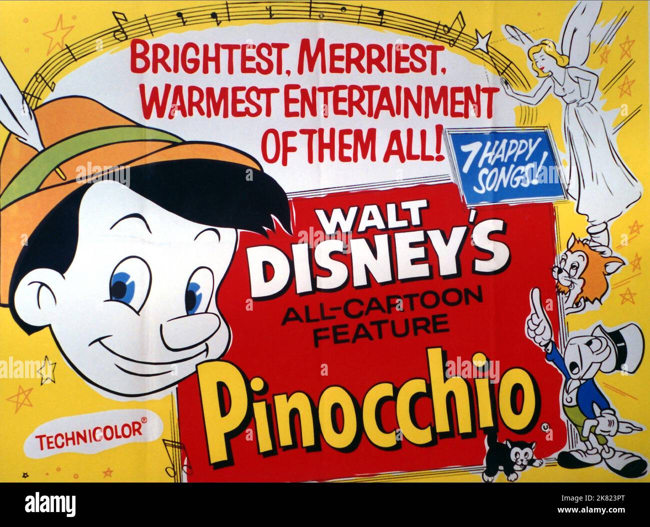 Movie Poster Film: Pinocchio (USA 1940)   Director: Hamilton Luske, Ben Shapsteen 07 February 1940   **WARNING** This Photograph is for editorial use only and is the copyright of DISNEY and/or the Photographer assigned by the Film or Production Company and can only be reproduced by publications in conjunction with the promotion of the above Film. A Mandatory Credit To DISNEY is required. The Photographer should also be credited when known. No commercial use can be granted without written authority from the Film Company. Stock Photo