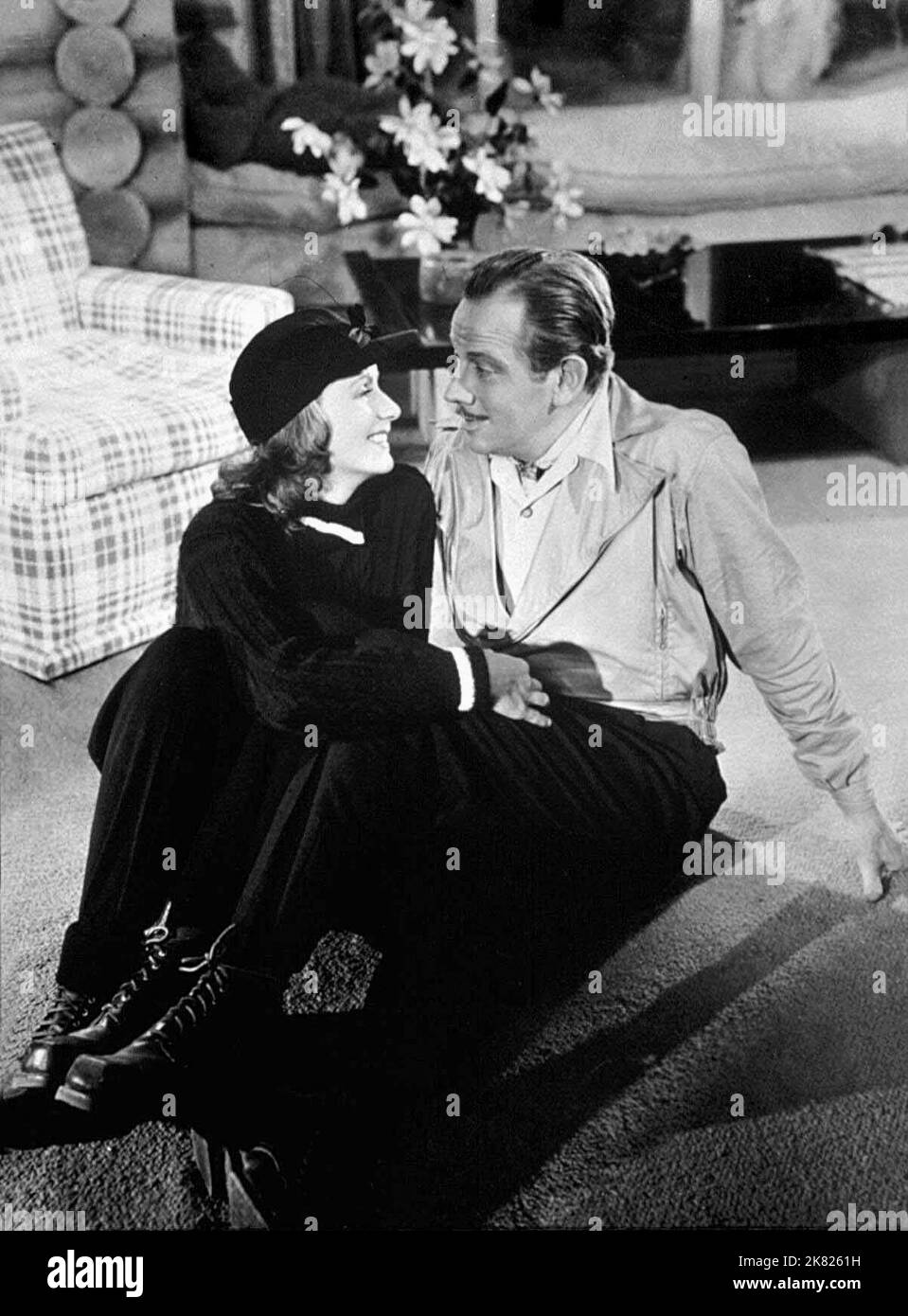 Greta Garbo & Melvyn Douglas Film: Two-Faced Woman (1943) Characters: Karin Borg Blake & Lawrence 'Larry' Blake  Director: George Cukor 01 November 1941   **WARNING** This Photograph is for editorial use only and is the copyright of MGM and/or the Photographer assigned by the Film or Production Company and can only be reproduced by publications in conjunction with the promotion of the above Film. A Mandatory Credit To MGM is required. The Photographer should also be credited when known. No commercial use can be granted without written authority from the Film Company. Stock Photo
