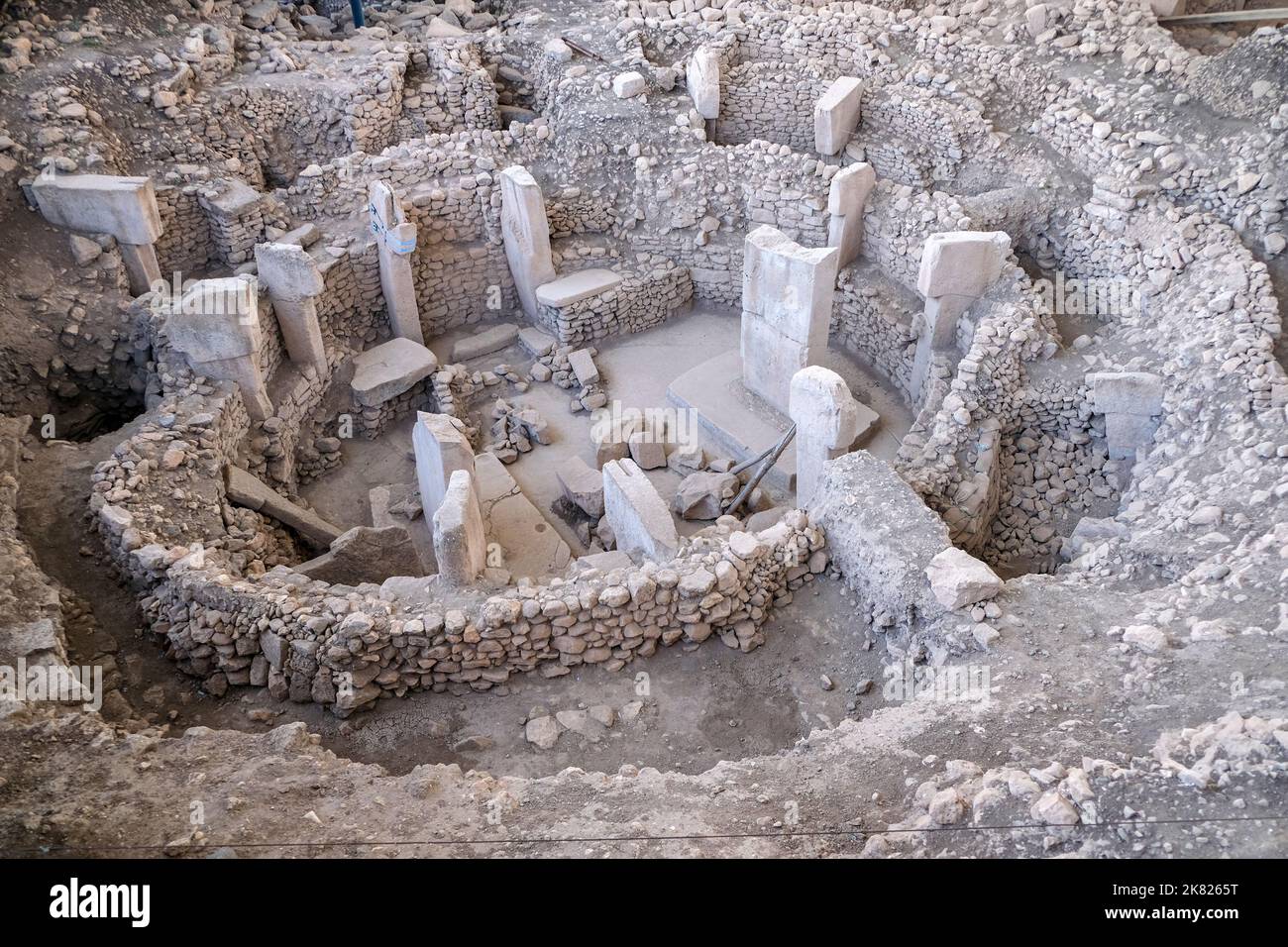 Göbeklitepe is located in upper Mesopotamia in a hilly region between the Tigris and Euphrates rivers. It is approximately 22 kilometers east of the c Stock Photo