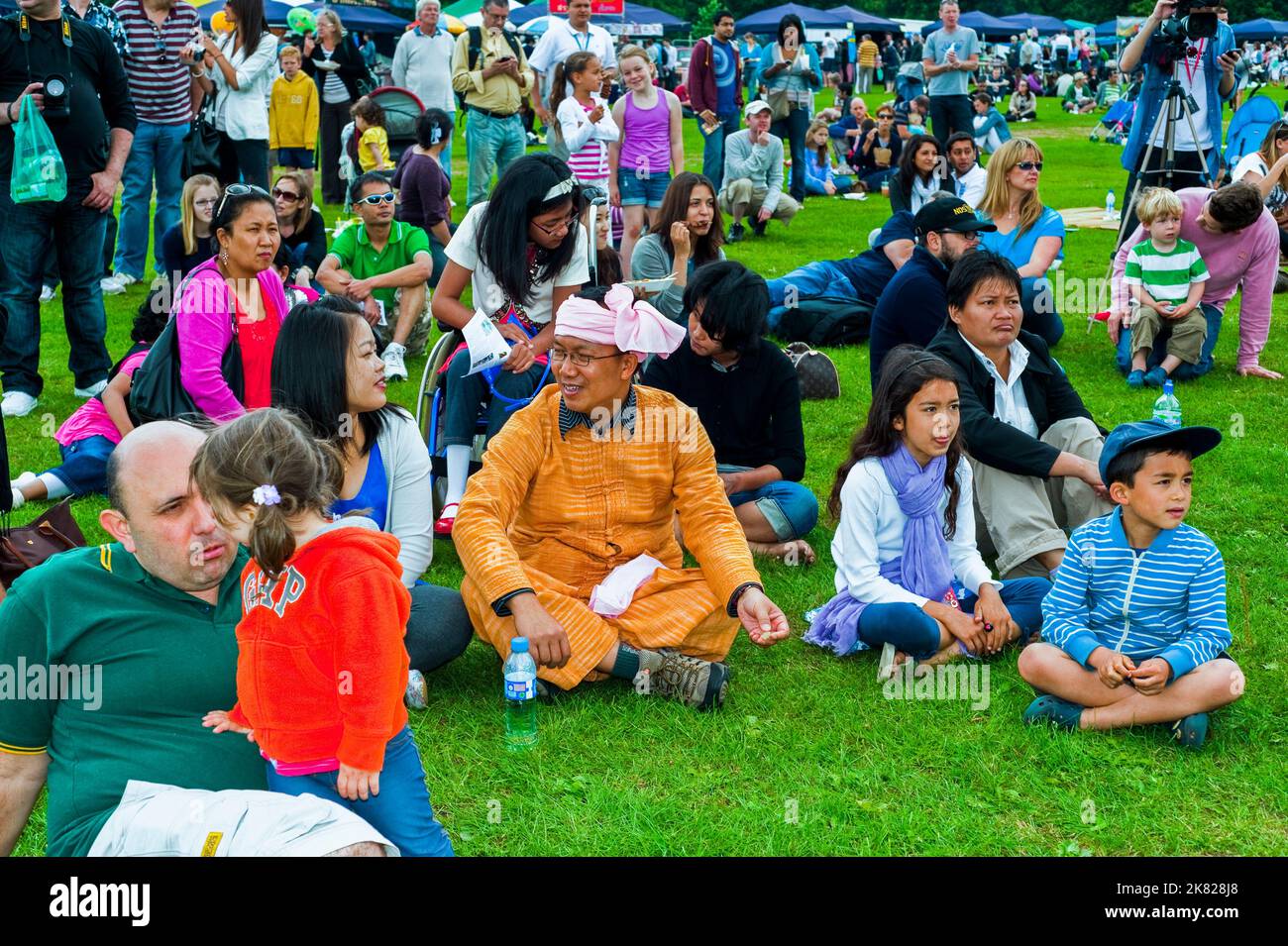 London, UK, Large Crowd People, Scene, Diverse Families with children