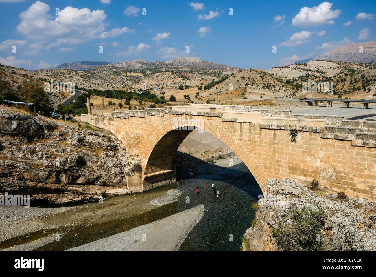 The Severan Bridge (also known as Chabinas Bridge or Cendere Bridge or Septimius Severus Bridge; Turkish: Cendere Köprüsü) is a late Roman bridge loca Stock Photo