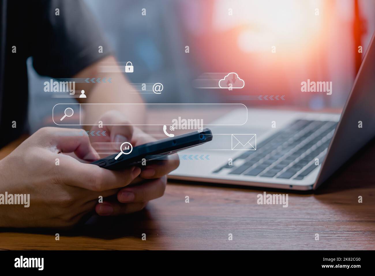 Searching Browsing Internet Data Information Networking.Search engine optimization SEO digital Technology online research internet website and connect Stock Photo