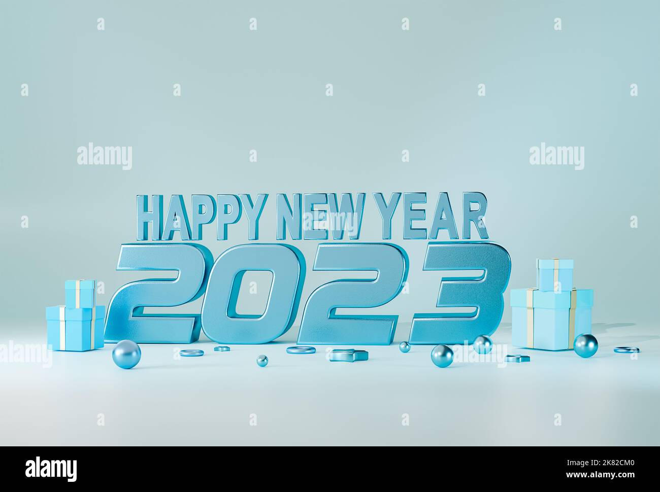 3D new year Background 2023, Happy new year graphic Design Stock Photo