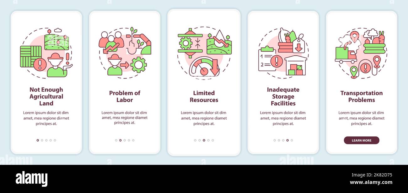 Major farming problems onboarding mobile app screen Stock Vector Image ...