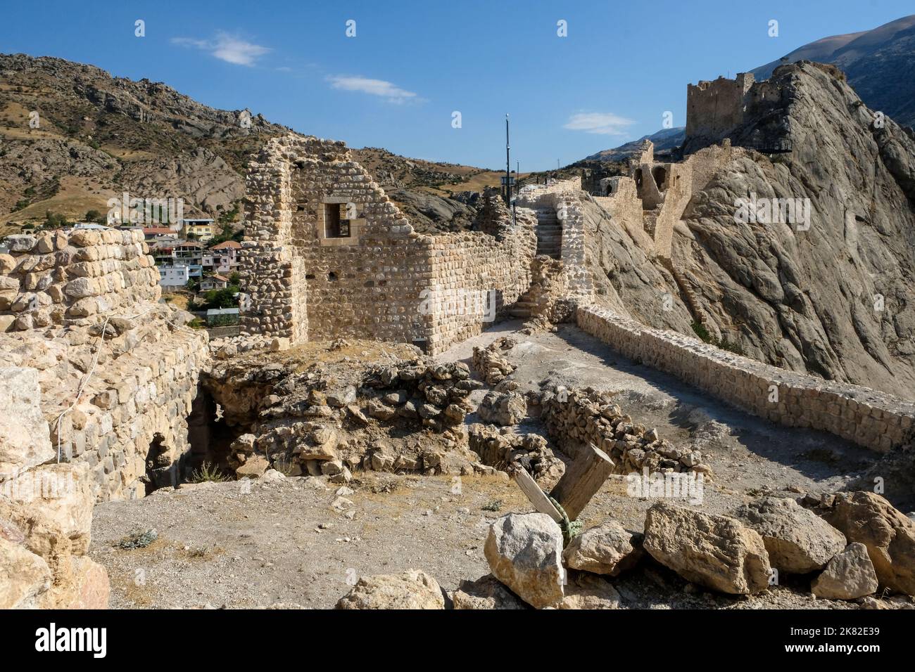 Built by the Commagene civilization, Kahta Castle fascinates visitors with its bazaar, mosque, dungeon, and waterways. Stock Photo