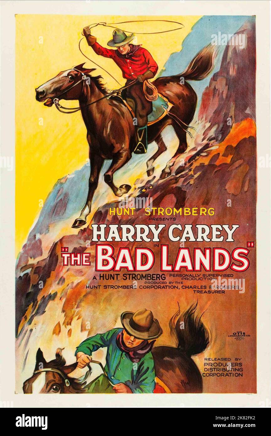 Movie Poster  Film The Bad Lands (1934)   Director: Dell Henderson 15 July 1925   **WARNING** This Photograph is for editorial use only and is the copyright of HUNT STROMBERG PRODUCTIONS and/or the Photographer assigned by the  Film or Production Company and can only be reproduced by publications in conjunction with the promotion of the above  Film. A Mandatory Credit To HUNT STROMBERG PRODUCTIONS is required. The Photographer should also be credited when known. No commercial use can be granted without written authority from the  Film Company. Stock Photo