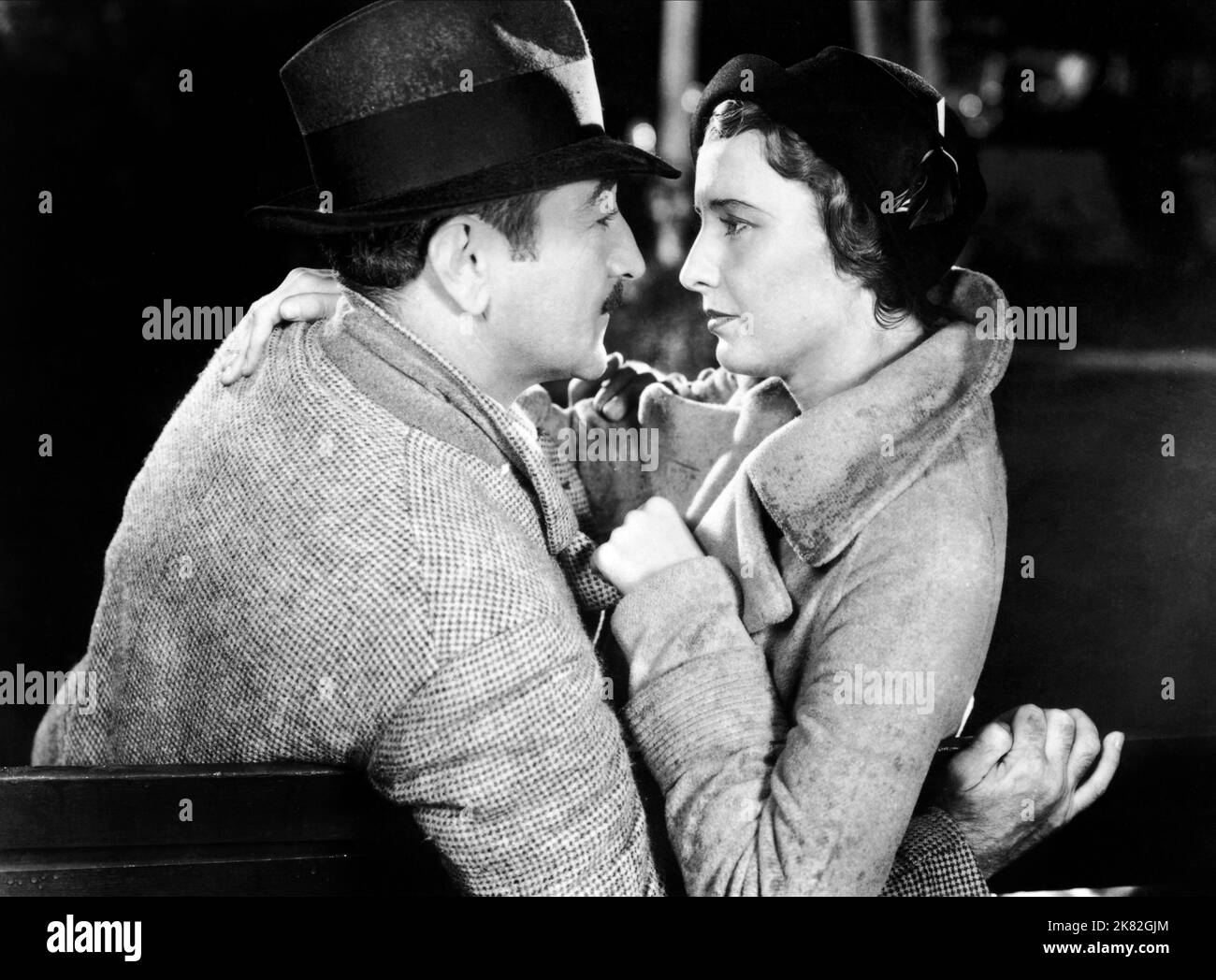 Adolphe Menjou & Barbara Stanwyck  Film Forbidden (USA 1932) Characters: Bob, Lulu  Director: Frank Capra 09 January 1932   **WARNING** This Photograph is for editorial use only and is the copyright of COLUMBIA PICTURES and/or the Photographer assigned by the  Film or Production Company and can only be reproduced by publications in conjunction with the promotion of the above  Film. A Mandatory Credit To COLUMBIA PICTURES is required. The Photographer should also be credited when known. No commercial use can be granted without written authority from the  Film Company. Stock Photo