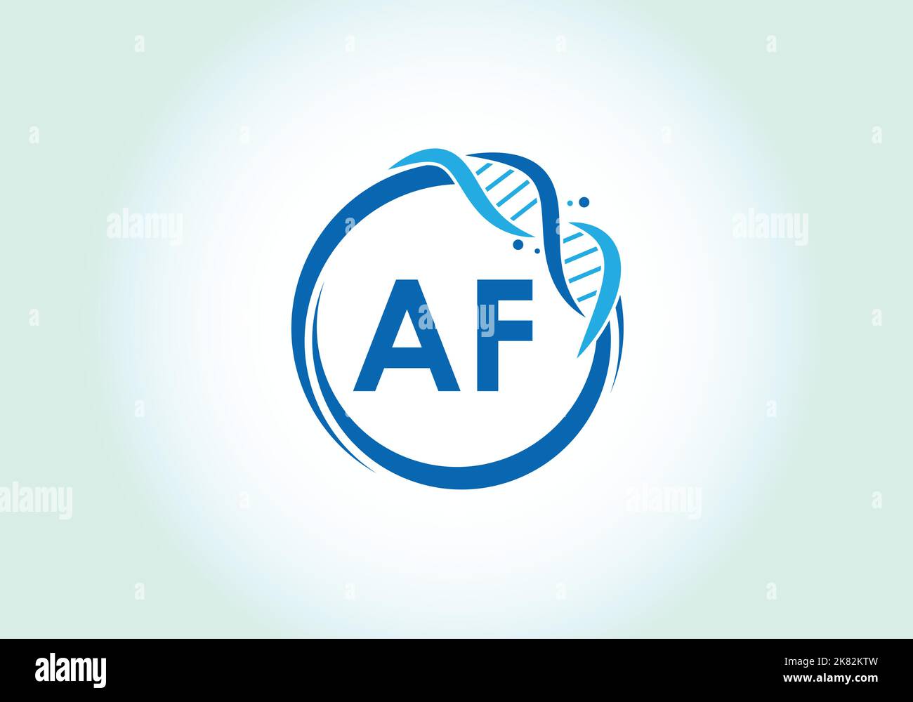 Letter AF monogram alphabet in a circle with DNA. Genetics logo design ...