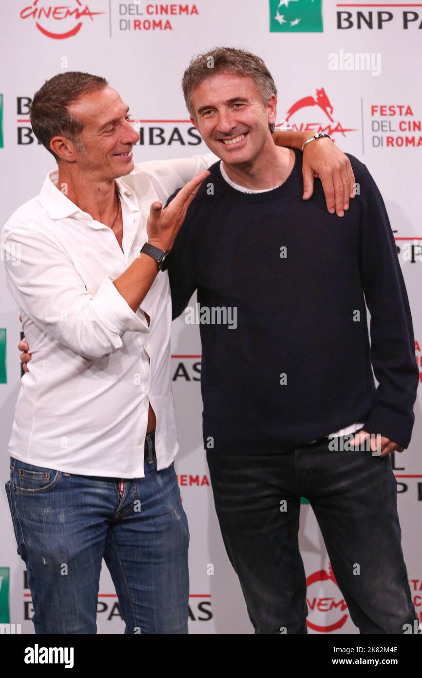 Rome, Italy. 20th Oct, 2022. Salvo Ficarra and Valentino Picone pose for the photocall of the movie 'La stranezza' at the opening of Rome Film Fest at Auditorium Parco della Musica. Credit: SOPA Images Limited/Alamy Live News Stock Photo