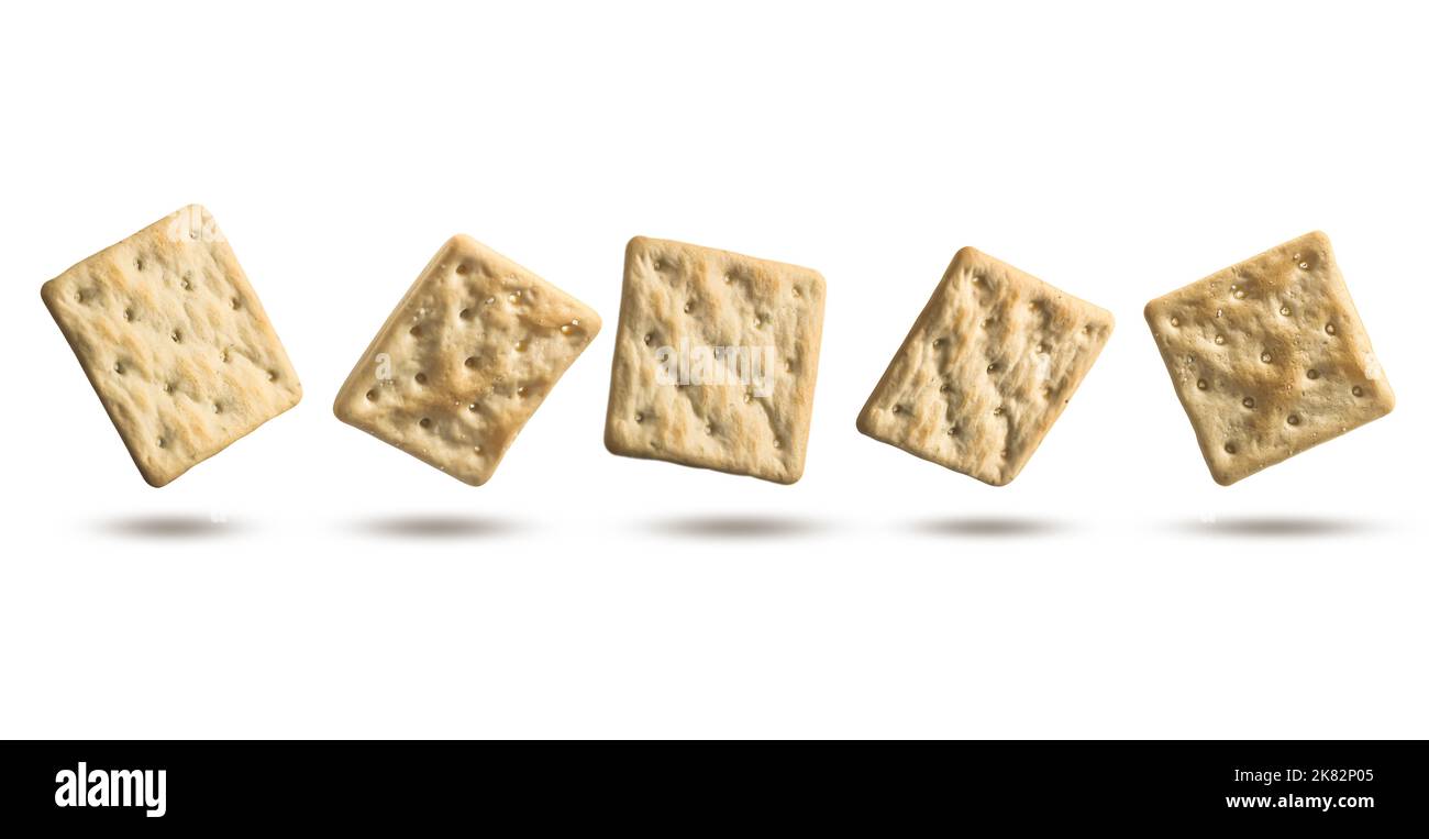 Group of dry crackers isolated on white background with shadow Stock Photo Alamy