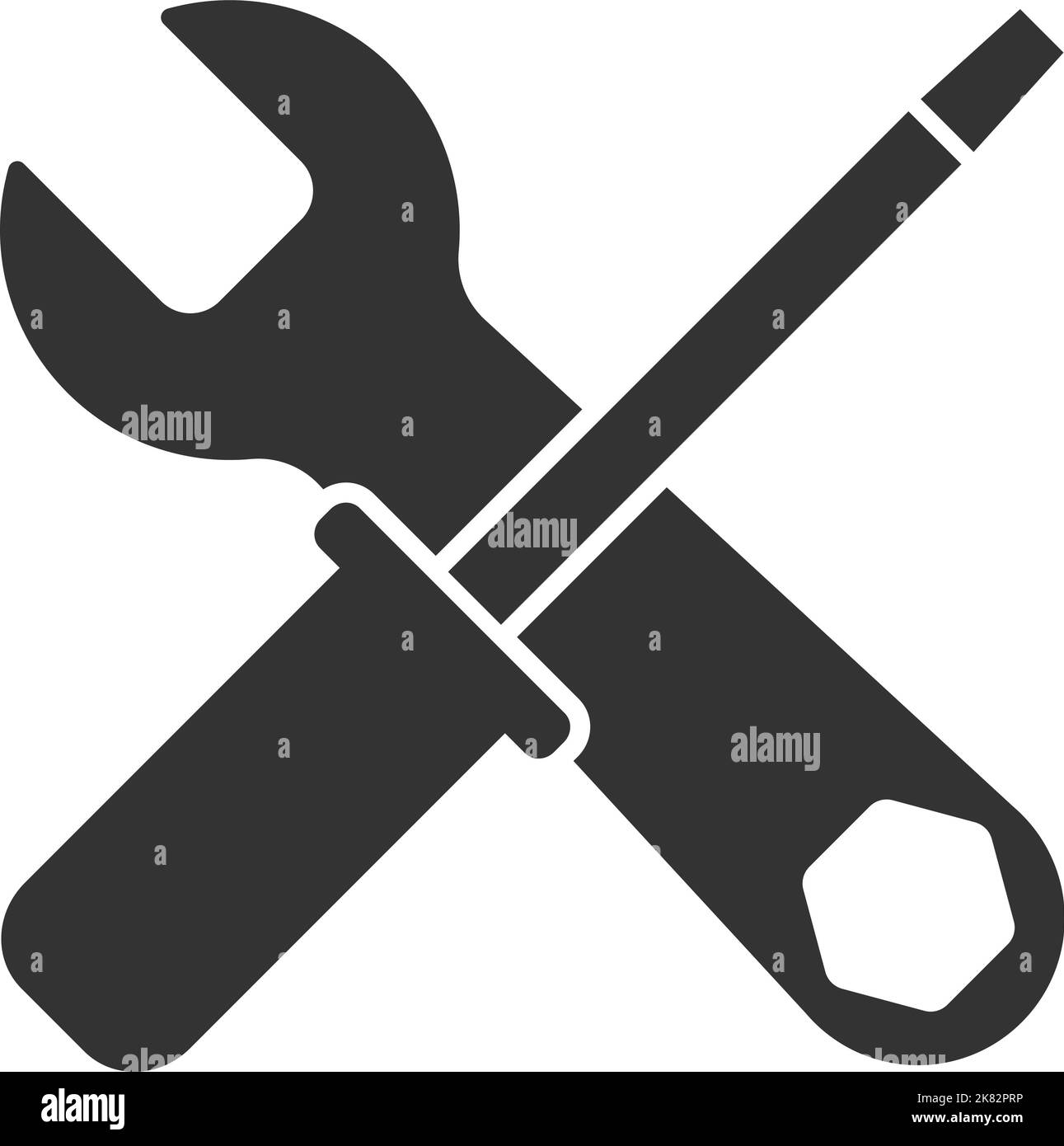 crossed screwdriver and wrench isolated on white, diy amd home improvement symbol vector illustration Stock Vector