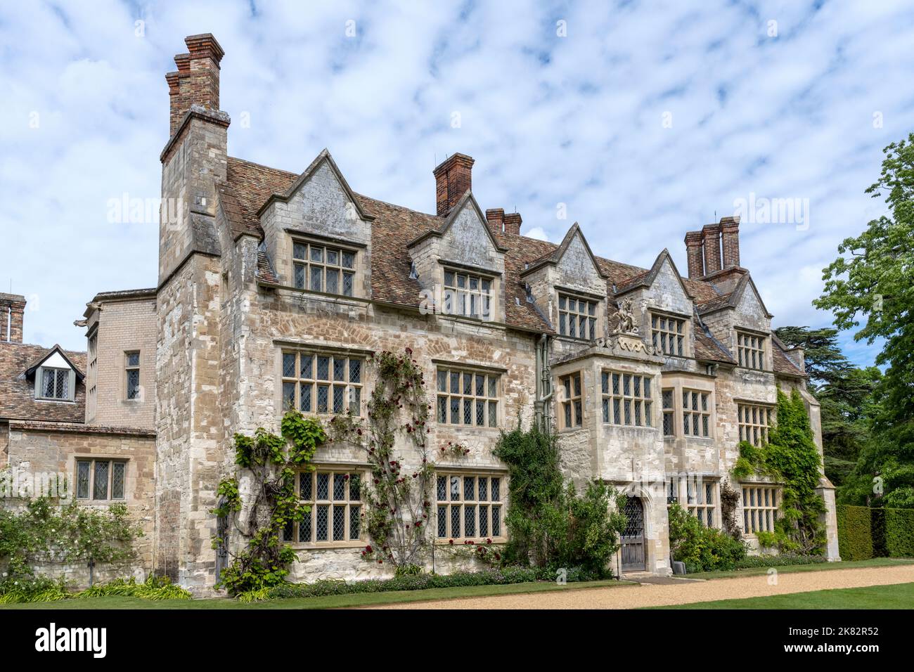 Anglesey Abbey, view of the south front, 17th century country house in the village of Lode, Cambridgeshire, England, UK Stock Photo