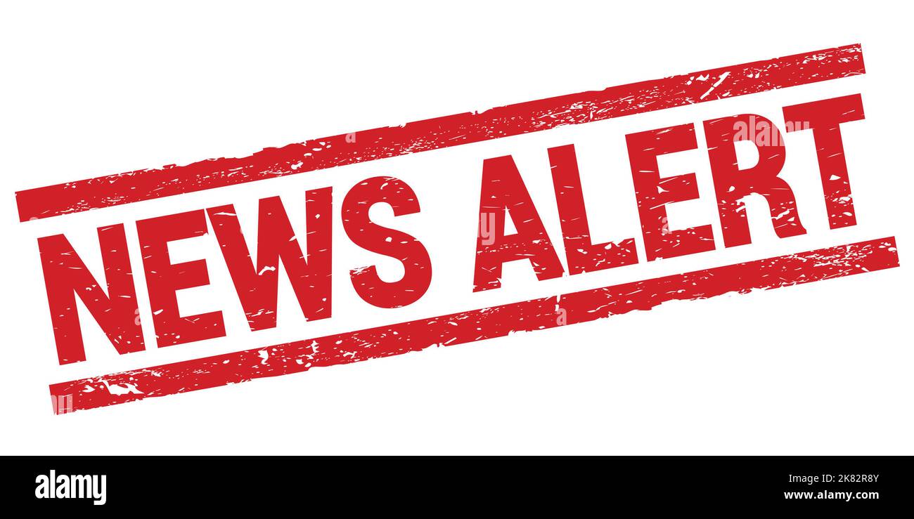 NEWS ALERT text written on red rectangle stamp sign Stock Photo - Alamy